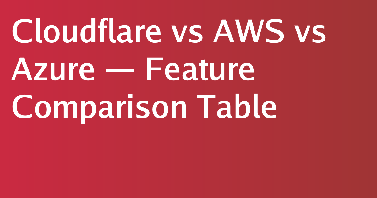 Cloudflare vs AWS vs Azure — Feature Comparison Table | MyVar.dev
